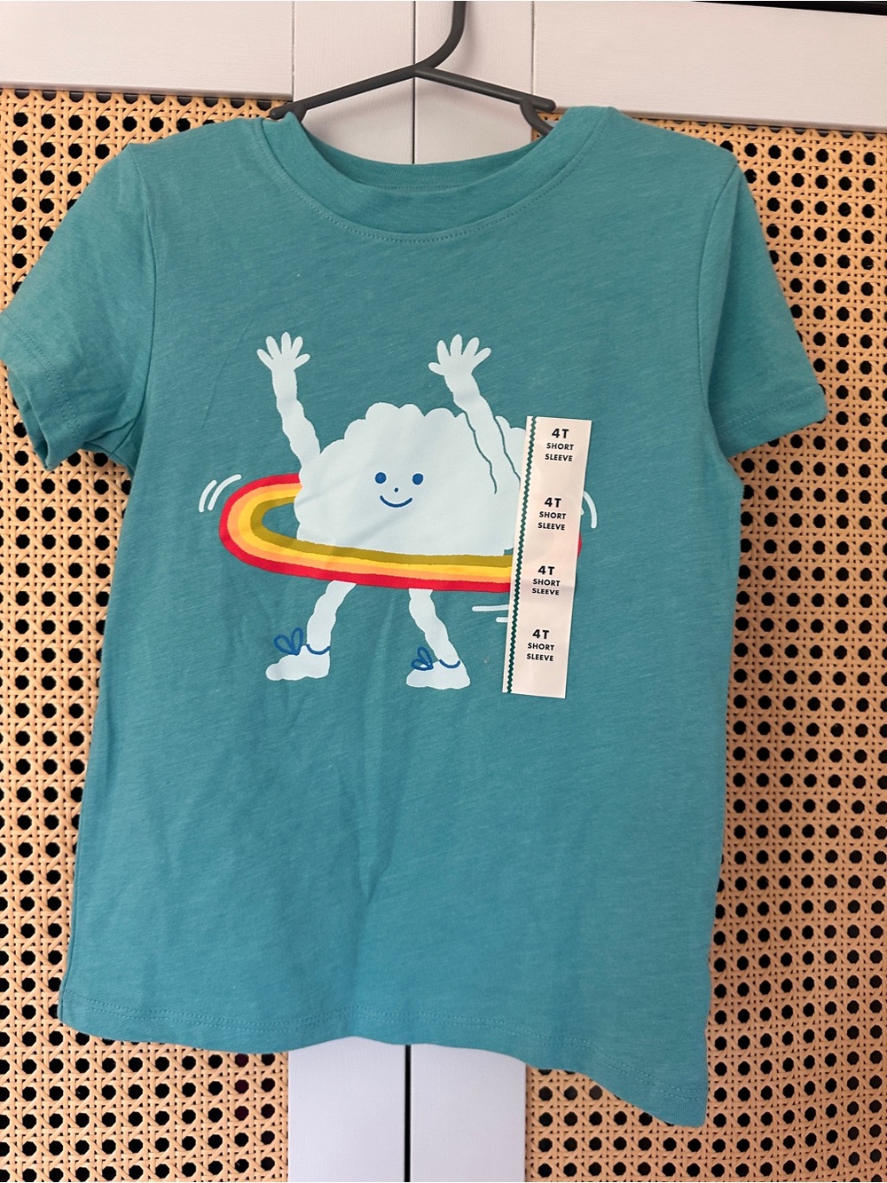 *NWT* Cat & Jack Kids Teal Graphic Tee with Rainbow Hula Cloud - 4T
